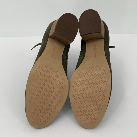 Violet & Red Jenna suede leather ankle boot olive green heel shoe bootie new 6 - Picture 5 of 6